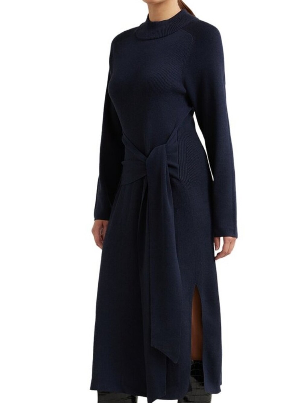Modern Citizen Black Long-Sleeve Tie-Waist Knit Dress